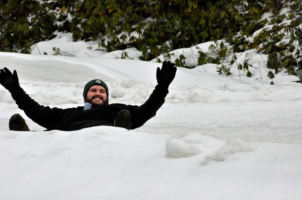 Alex Jones snow tubing
