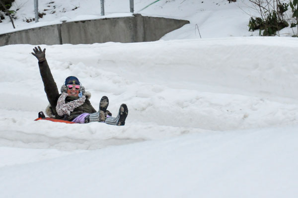 Karen Duquette snow tubing