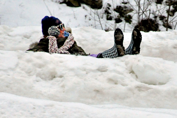 Karen Duquette snow tubing