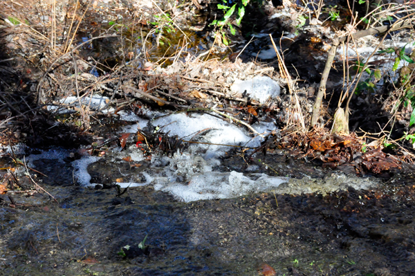 the water running off the hiking trai