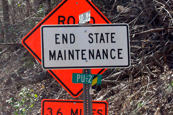 end State Maintenance sign