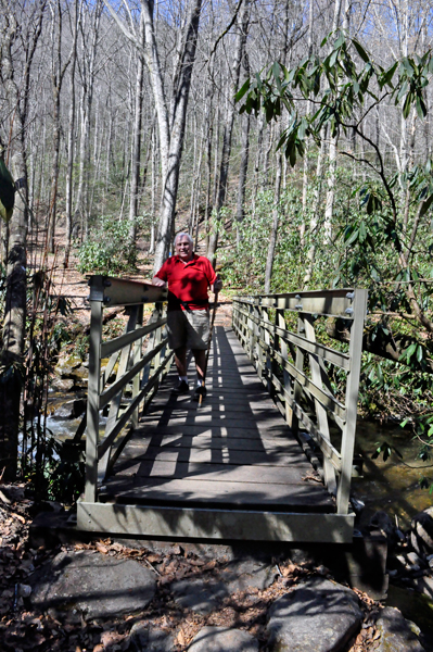 Lee Duquette on a bridge