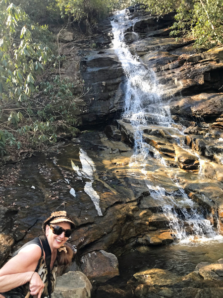 Karen Duquette at Jones Gap Waterfall. 