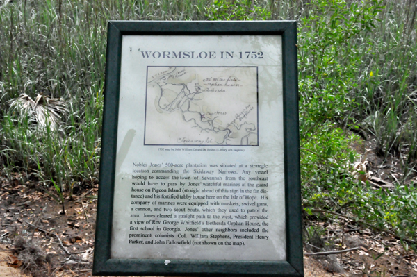 sign about Wormsloe in 1732