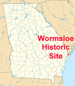 Georgia map showing location of Wormsloe Historic Site