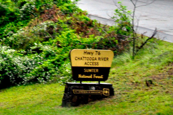 Highway 76 Chattooga River Access sign