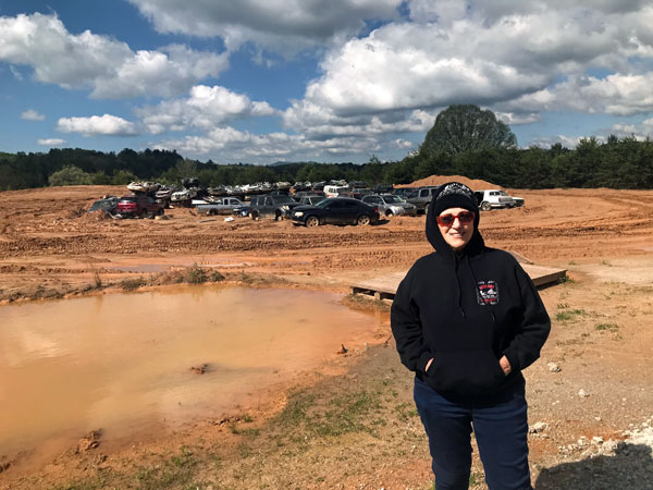 Karen Duquette ready to drive a real military tank