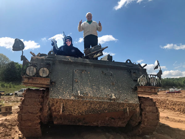 The two RV Gypsies on the military tank