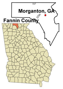 Georgia map showing loction of Morganton