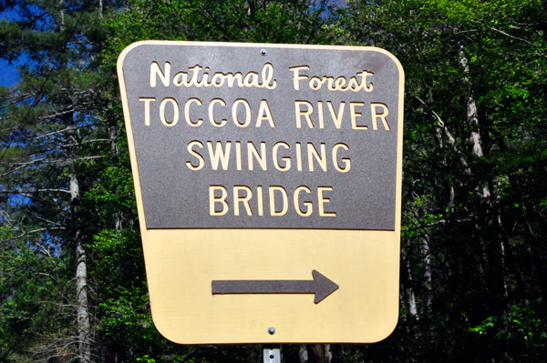 Toccoa River Swinging Bridge sign