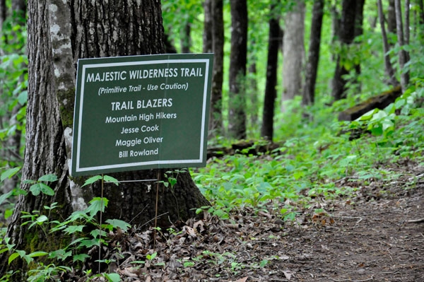 Majestic Wilderness Trail sign