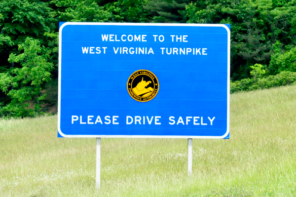 Welcome to the West Virginia Turnpike sign