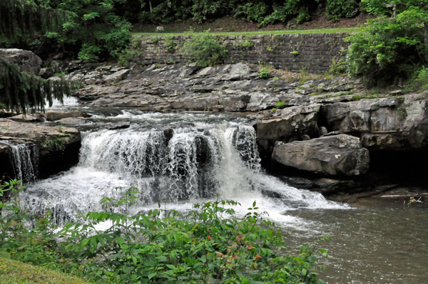 The waterfall that is just below the Glade Creek Grist Mill