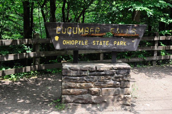 Cucumber Falls Ohiopyle State Park sign