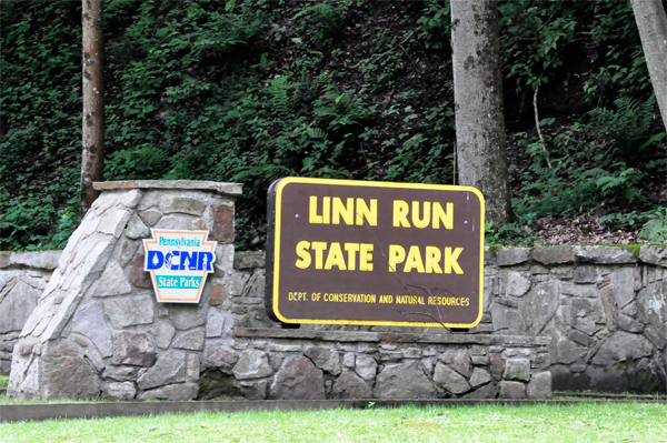 Linn Run State Park sign