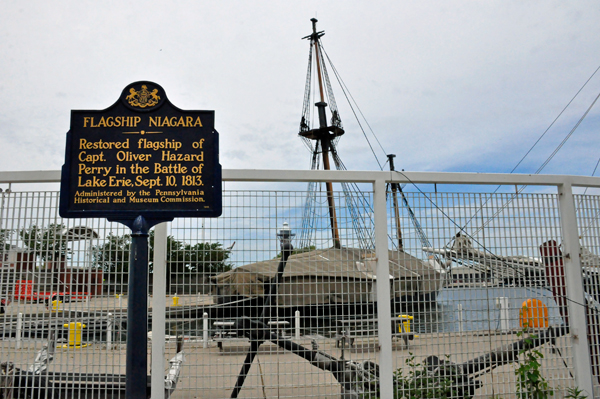 Flagship Niagara sign and a covered sailboat