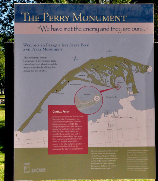 Informative sign about The Perry Monument