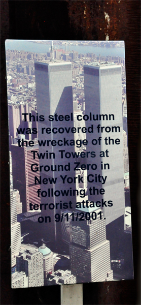 A steel column sign