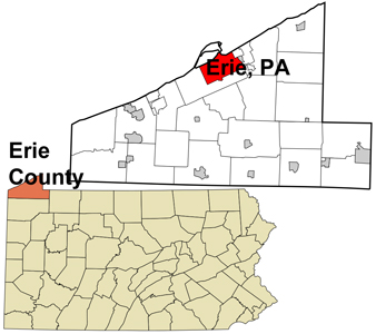 PA map showing location of Erie