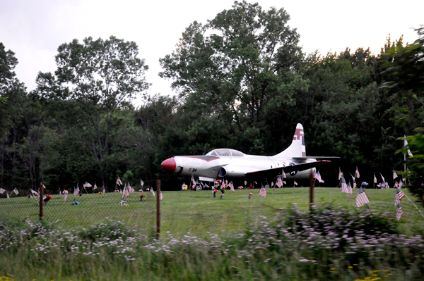 lone airplane in a cemetery