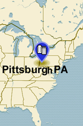 USA Eastern Coast map showing locationof Pittsburg PA