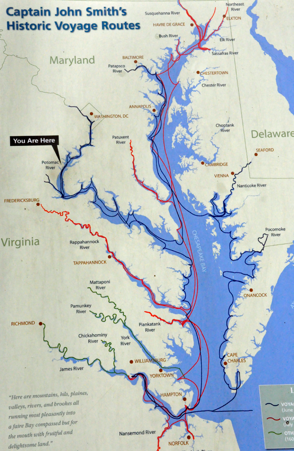 Captain John Smith's voyage route