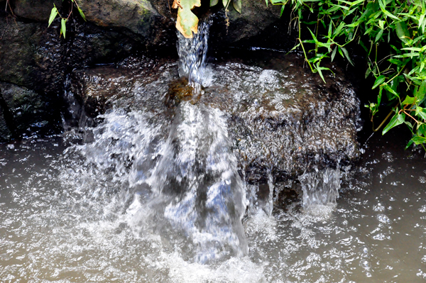 close-up of water flowing over the rocks