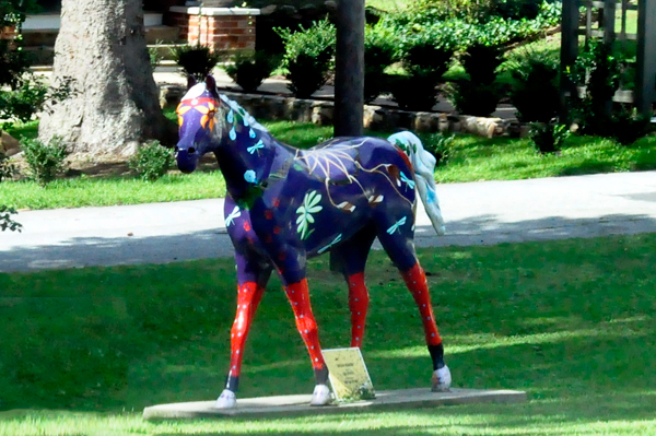 a painted horse statue