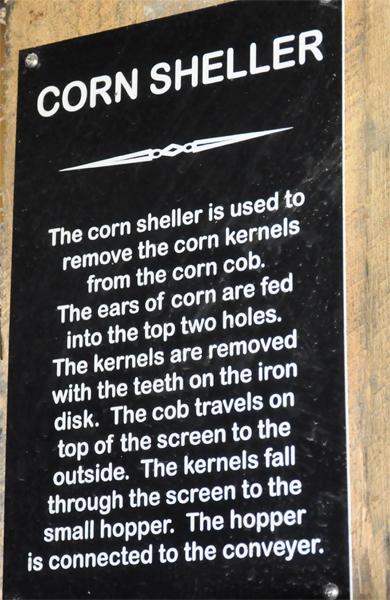 sign about the corn sheller
