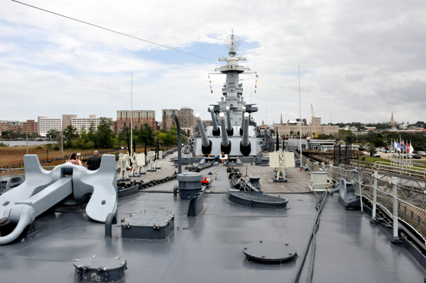 the deck of U.S.S. North Carolina Battleship