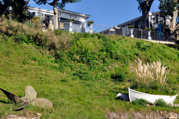 boat and propeller on a hillside