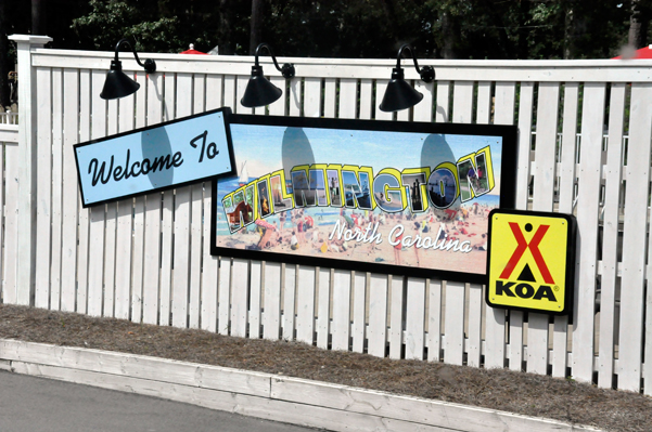 Wilmington KOA welcome sign