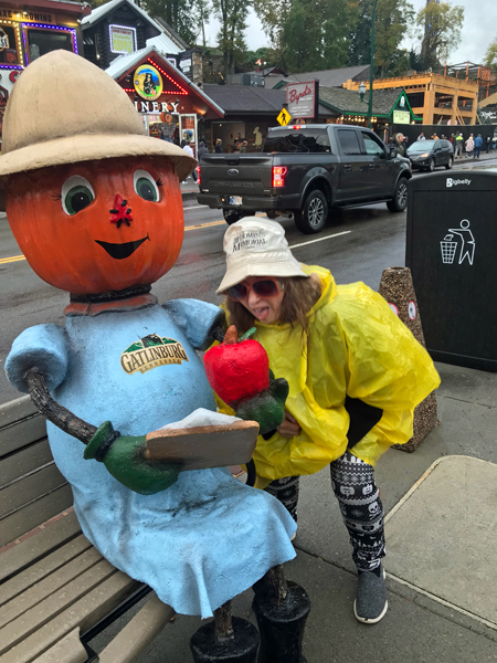 Karen Duquette taking a bite out of the apple