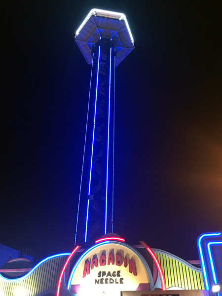 Night view of the Arcadia Space Needle