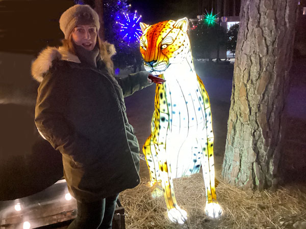 Karen Duquette and a leopard