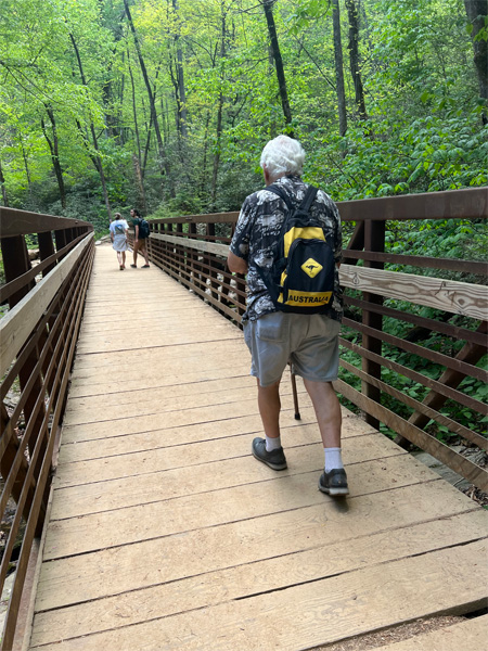 Lee Duquette crossing the bridge in 2022