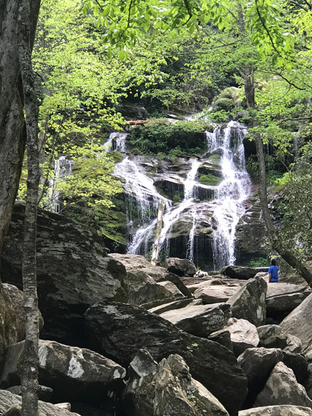 base of Catawaba Falls from the lower part of the falls.