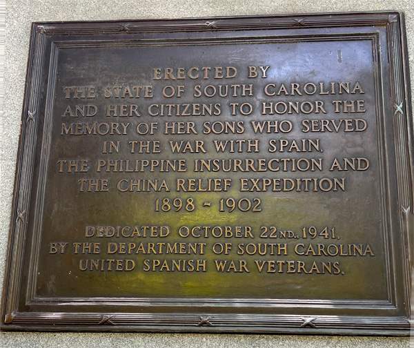 war with Spain plaque