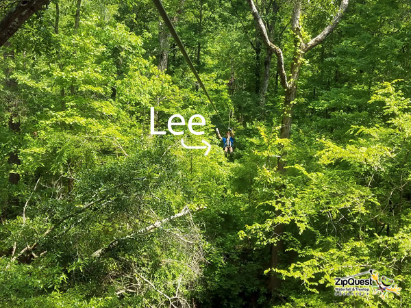 Lee Duquette on a zipline