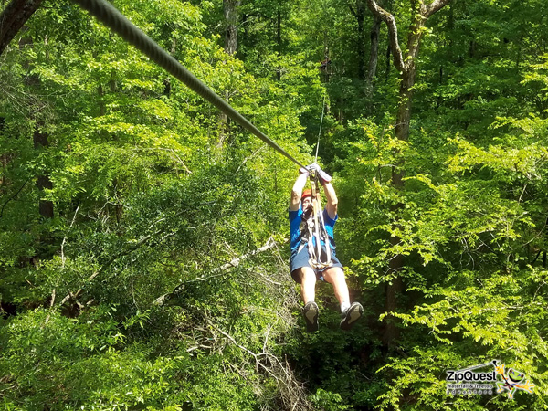 Lee Duquette on a zipline