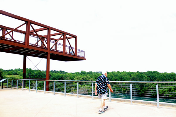 Lee Duquette under the raised walk platform