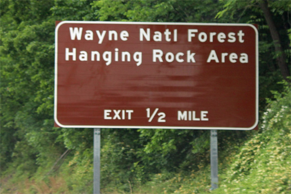 Wayne National Forest Hanging Rock sign