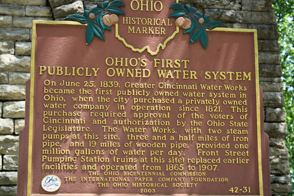 Ohio's first publicly owned water system sign