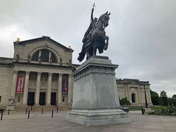 a bronze equestrian monument