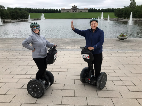 The two RV Gypsies on their Segway