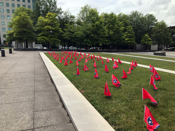 flags by the Tennessee Zero Milsestone