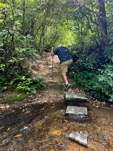 Lee Duquette on one of the easier creek crossings