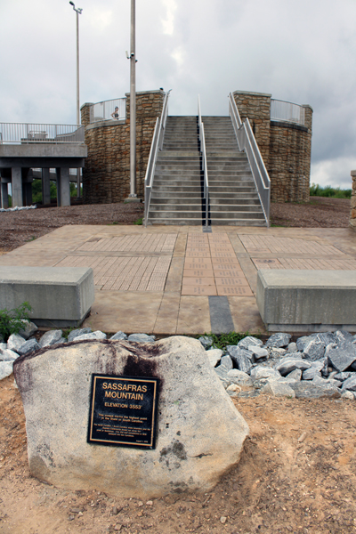 Sassafras Mountain elevation sign and tower