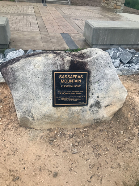 Sassafras Mountain elevation sign