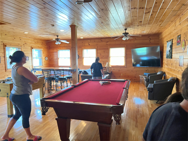 pool table in the game room